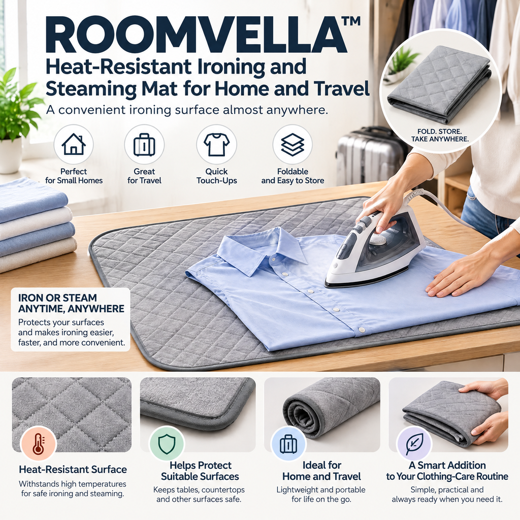 ROOMVELLA™ Heat-Resistant Ironing and Steaming Mat for Home and Travel
