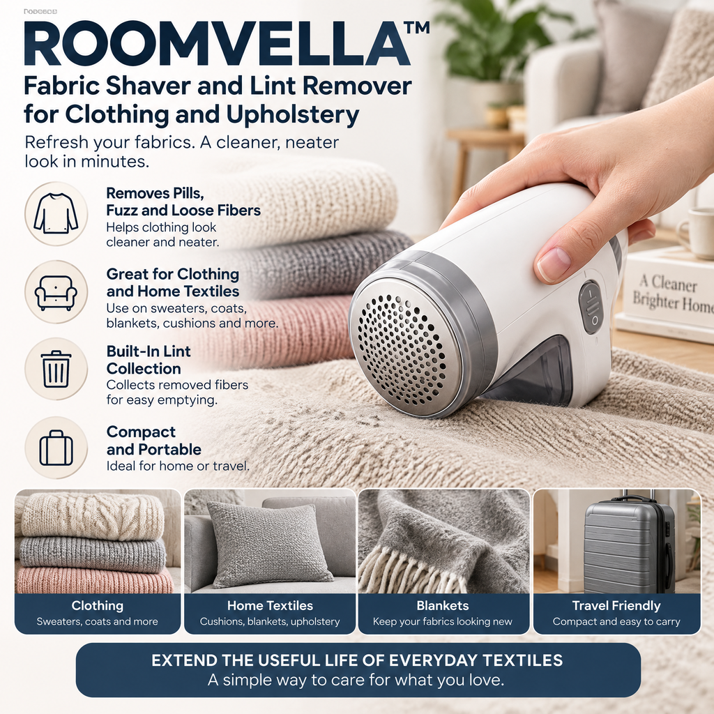 ROOMVELLA™ Fabric Shaver and Lint Remover for Clothing and Upholstery