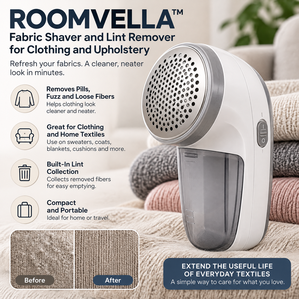 ROOMVELLA™ Fabric Shaver and Lint Remover for Clothing and Upholstery