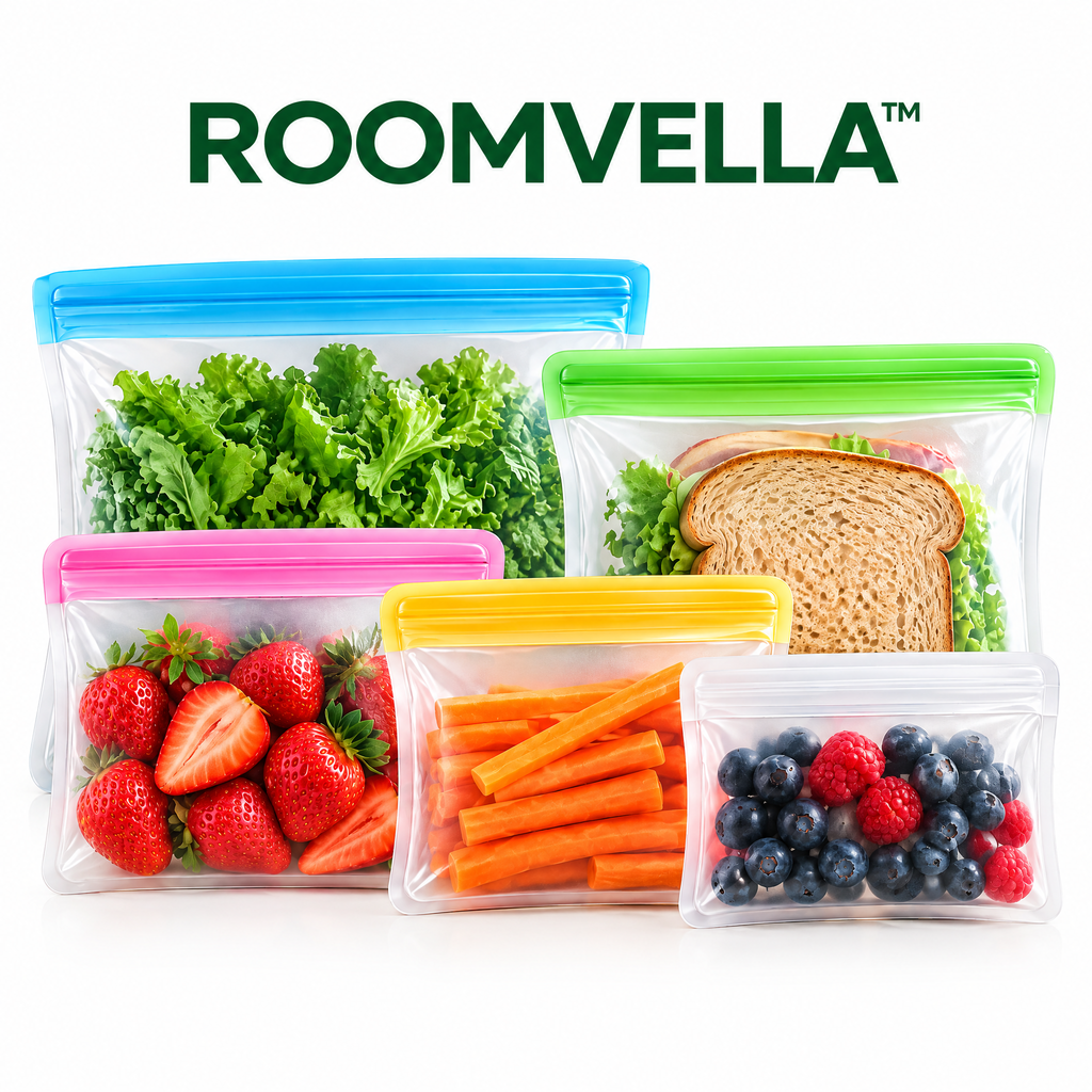 ROOMVELLA™ Reusable Food Storage Bags for Snacks, Produce, and Meal Prep