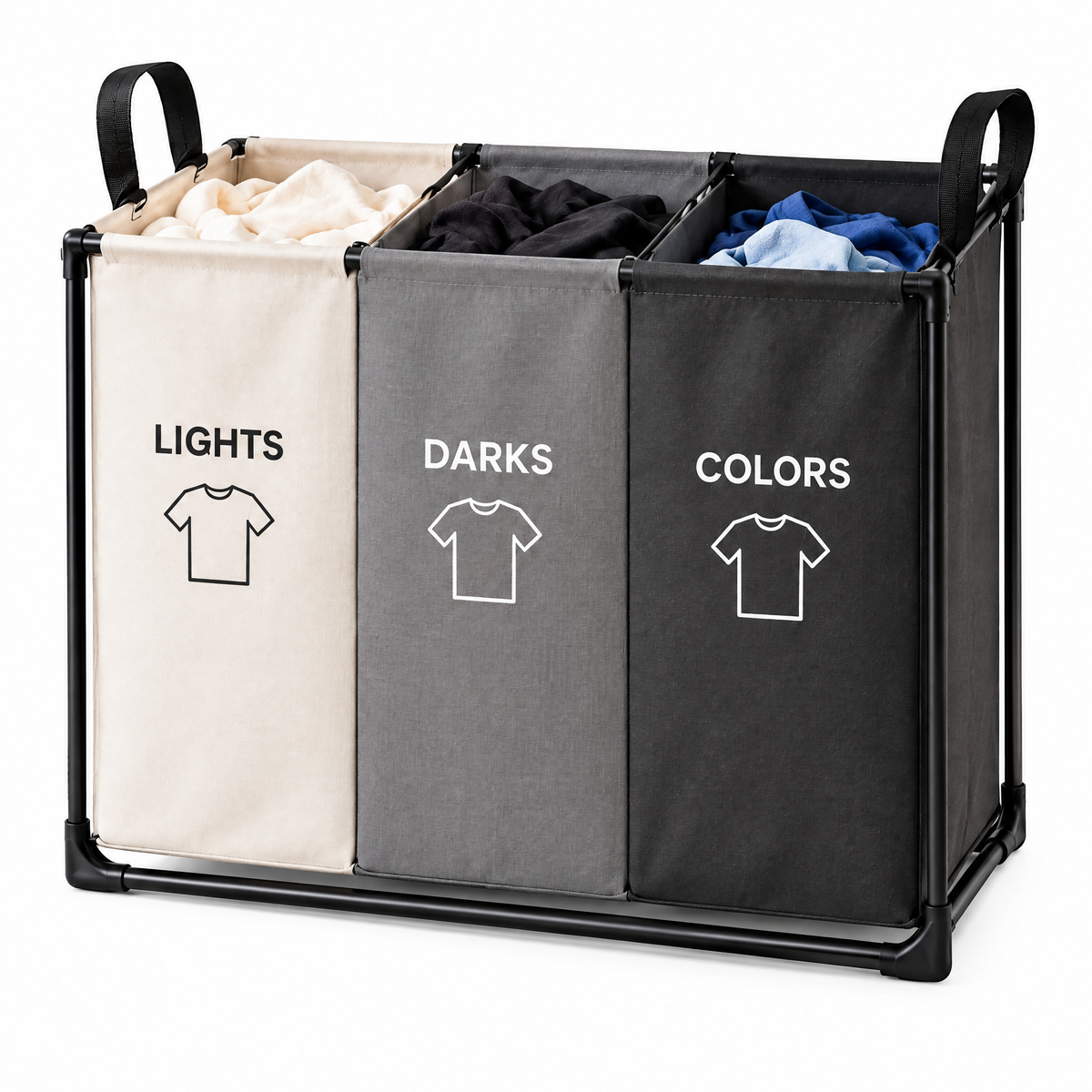 ROOMVELLA™ Foldable 3-Section Laundry Sorting Hamper with Handles