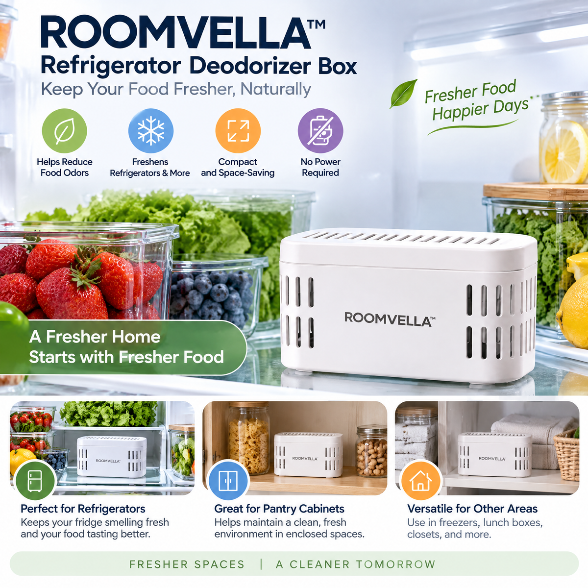 ROOMVELLA™ Refrigerator Deodorizer Box for Fresh Food Storage