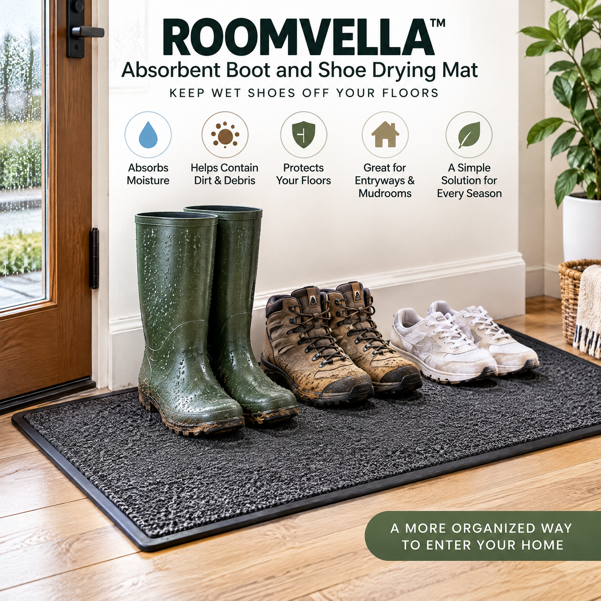 ROOMVELLA™ Absorbent Boot and Shoe Drying Mat