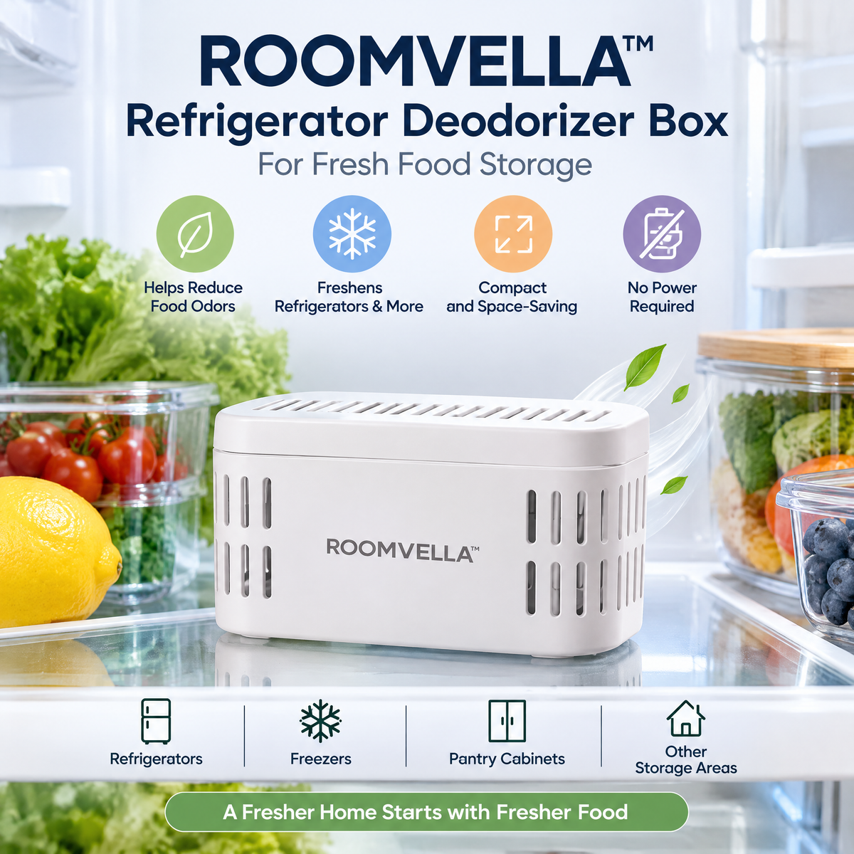 ROOMVELLA™ Refrigerator Deodorizer Box for Fresh Food Storage