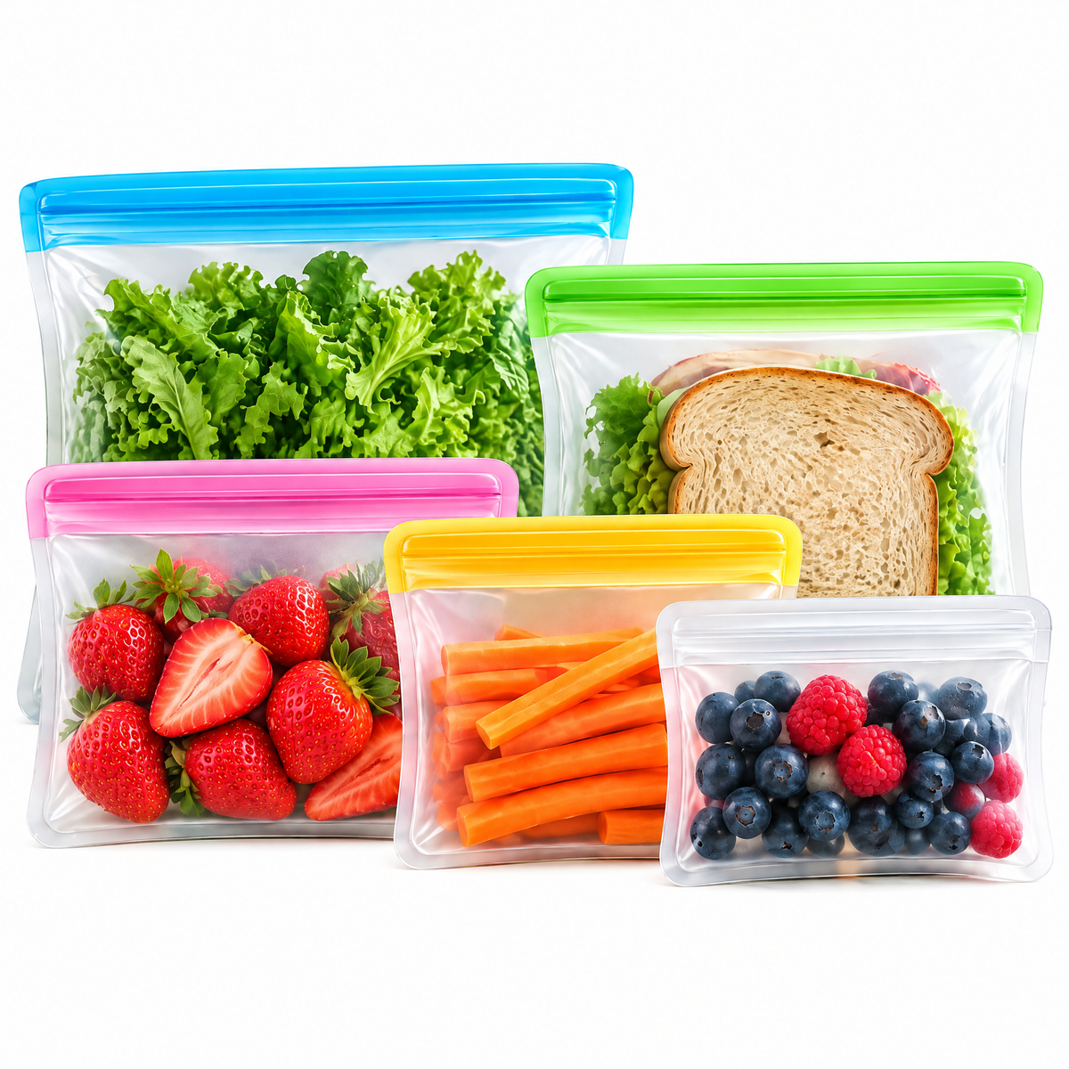 ROOMVELLA™ Reusable Food Storage Bags for Snacks, Produce, and Meal Prep