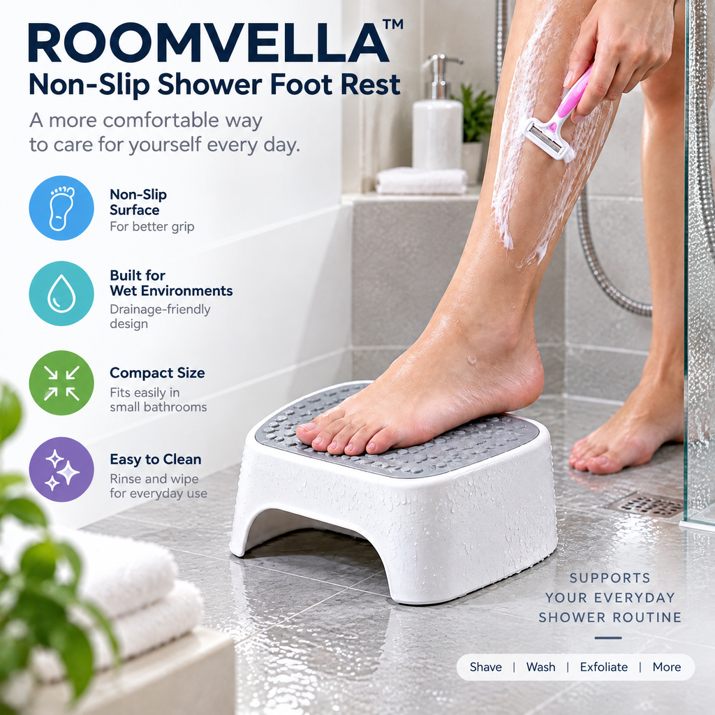 ROOMVELLA™ Non-Slip Shower Foot Rest for Shaving and Daily Bathing